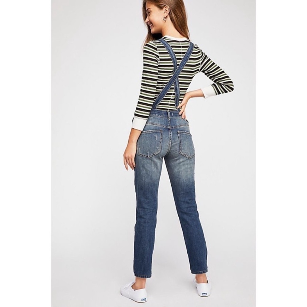 Free People Classic Blue Denim Overalls